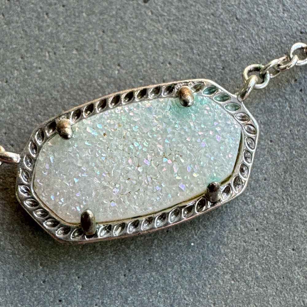 Kendra Scott Necklace. White sparkle pendant on silver chain.
